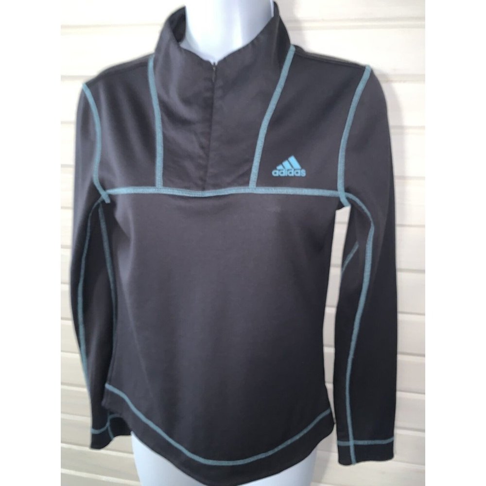 Adidas ClimaWarm Sz ?? (See Meas) 1/4 Zip L/S Running Yoga Volleyball Shirt EUC